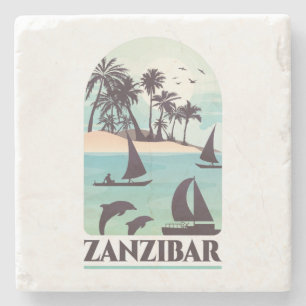 Dessous-de-verre En Pierre Zanzibar Afrique Vintage