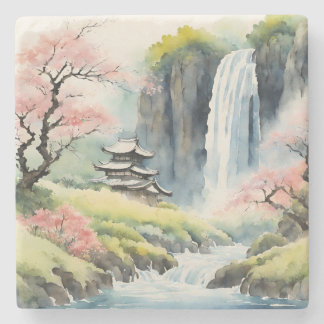 Dessous-de-verre En Pierre Zen Watercolor House Coaster