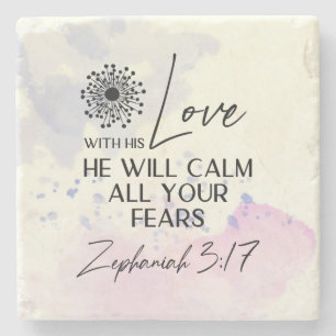 Dessous-de-verre En Pierre Zephanie 3:17 Son Amour calmera vos peurs Bible