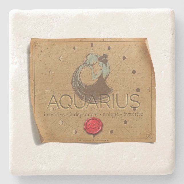 Dessous-de-verre En Pierre Zodiac - Aquarius - Coaster (Devant)