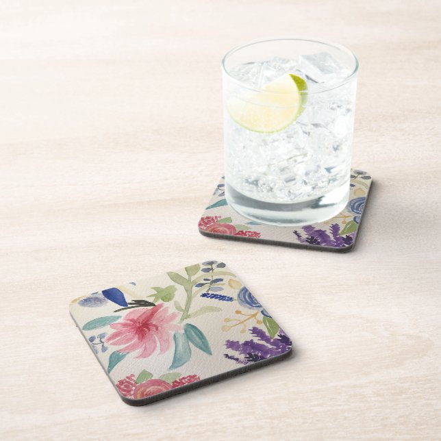 Dessous de verre en plastique avec aquarelle fleur (Côté Droit)