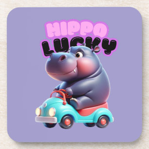 Dessous de verre en plastique de charme Hippo