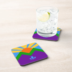 Dessous de verre en plastique dur avec drapeau de 