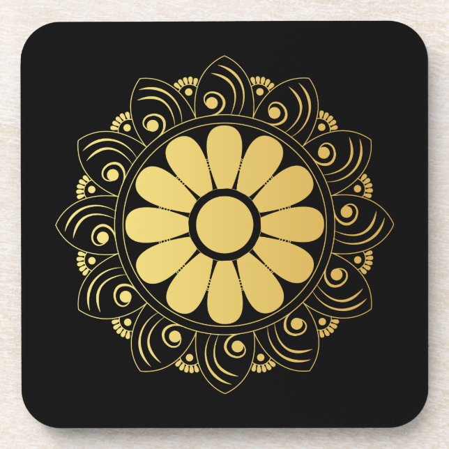 Dessous de verre en plastique dur Gold Mandala (Devant)