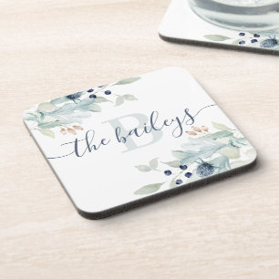 Dessous de verre en plastique dur monogramme Flora