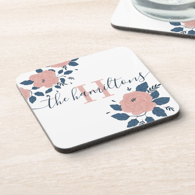Dessous de verre en plastique dur monogramme Flora (Côté gauche)
