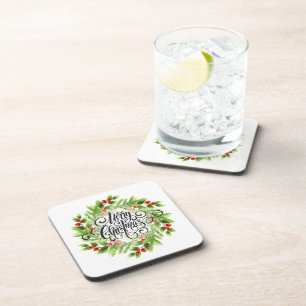 Dessous de verre en plastique dur Set-Christmas Ho