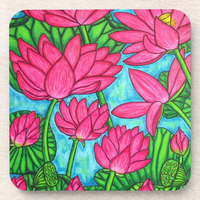 Dessous de verre en plastique Lotus Bliss - Pack d (Devant)