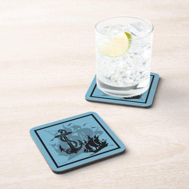 Dessous de verre en silhouette noire pour Ancres e (Côté Droit)