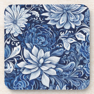 dessous de verre en tapisserie à pétale indigo