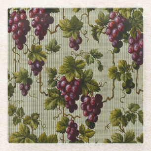 Dessous-de-verre En Verre 1900 Raisins Vintages Fruits Botanique