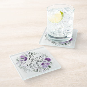 Dessous-de-verre En Verre 1 Corinthiens 13:4 Amour est Patient Violet Floral