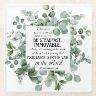 Dessous-de-verre En Verre 1 Corinthiens 15:58 Inspirational Verse Eucalyptus