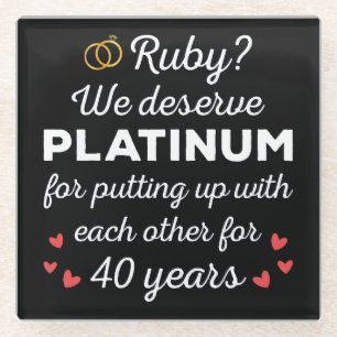 Dessous-de-verre En Verre 40ème anniversaire du Mariage I - Ruby Funny Coupl