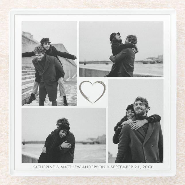 Dessous-de-verre En Verre 4 Anniversaire du Mariage de collection de photos  (Devant)