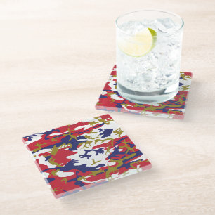 Dessous-de-verre En Verre 4 juillet, Jour de l'Indépendance, Or de camouflag