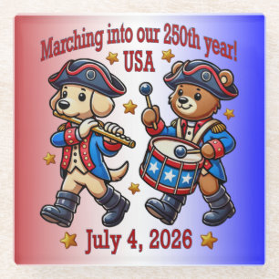 Dessous-de-verre En Verre 4 juillet USA 250e anniversaire Semiquincentenaire