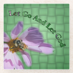 Dessous-de-verre En Verre Abeille sur la fleur laissez Dieu Inspirationnel