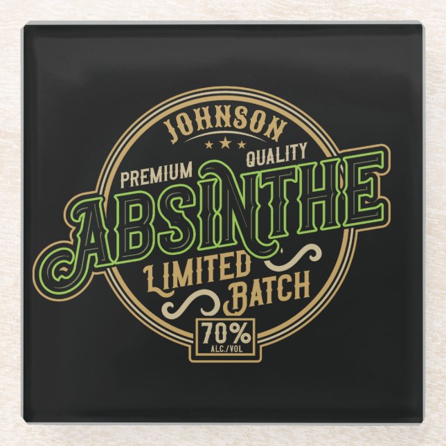 Dessous-de-verre En Verre Absinthe Herbal Spirit Liquor Étiquette (Devant)