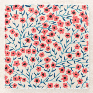 Dessous-de-verre En Verre Abstrait floral : Motif Vintage florissant.