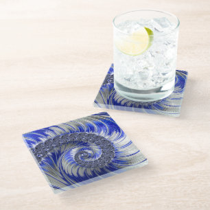 Dessous-de-verre En Verre Abstrait gris gris blanc spirale fractale