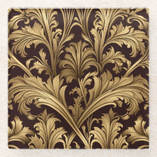 Dessous-de-verre En Verre Acanthus Feuille (Ancien Ton Or)