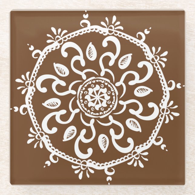 Dessous-de-verre En Verre Acorn Mandala (Devant)