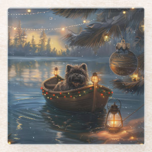 Dessous-de-verre En Verre Affenpinscher Festive Christmas Voyage