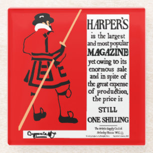 Dessous-de-verre En Verre Affiche Vintage Harper's Magazine Beefeater