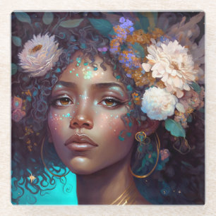 Dessous-de-verre En Verre African American Black Goddess Queen Imaginaire Ar