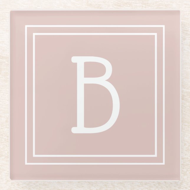 Dessous-de-verre En Verre Agritourisme moderne Monogramme rose & blanc initi (Devant)