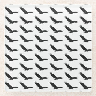 Dessous-de-verre En Verre Aigle d'atterrissage noir et blanc