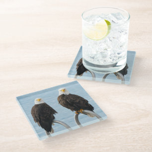 Dessous-de-verre En Verre Aigles chauves avec attitude drôle Faune sauvage