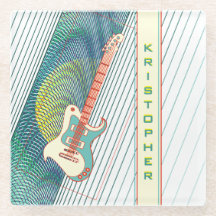 Ajouter un nom Cool moderne blanc & Turquoise Guit