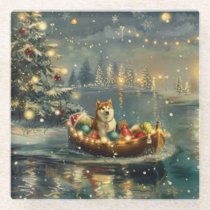 Dessous-de-verre En Verre Akita Christmas Festive Voyage