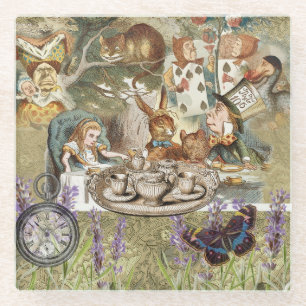 Dessous-de-verre En Verre Alice Adventures in Wonderland Mad Tea Party