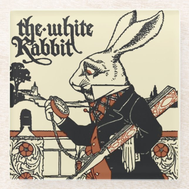 Dessous-de-verre En Verre Alice White Rabbit Classic Wonderland (Devant)