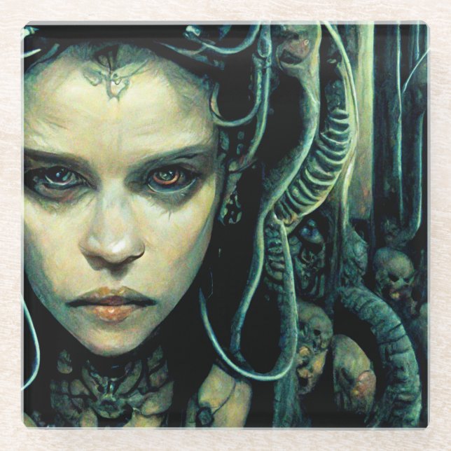 Dessous-de-verre En Verre Alien Tech Girl Science Fiction (Devant)