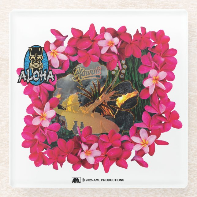 DESSOUS-DE-VERRE EN VERRE ALOHA 3 7 (Devant)