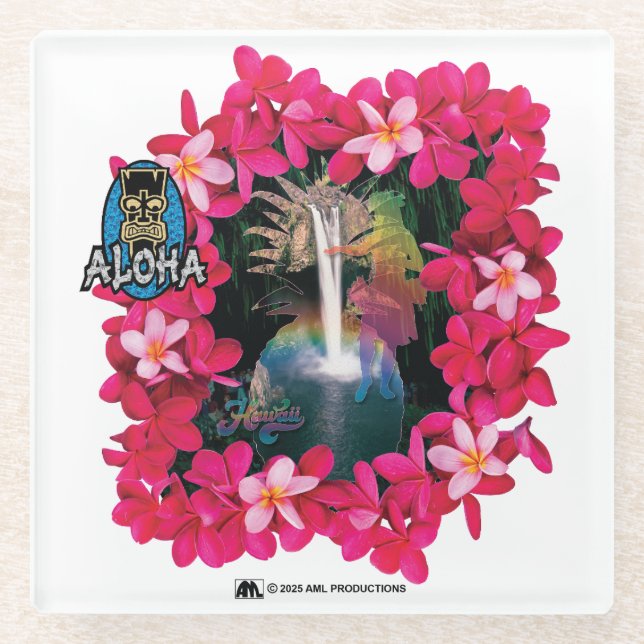 DESSOUS-DE-VERRE EN VERRE ALOHA 3 9 (Devant)