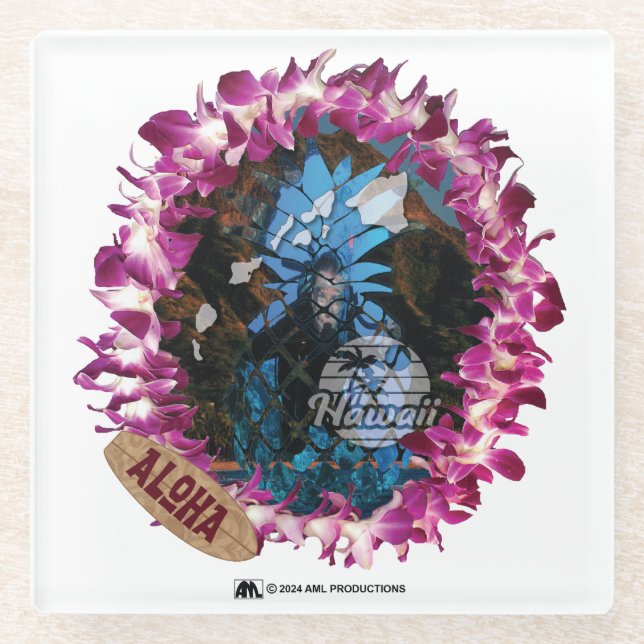 DESSOUS-DE-VERRE EN VERRE ALOHA 48 (Devant)