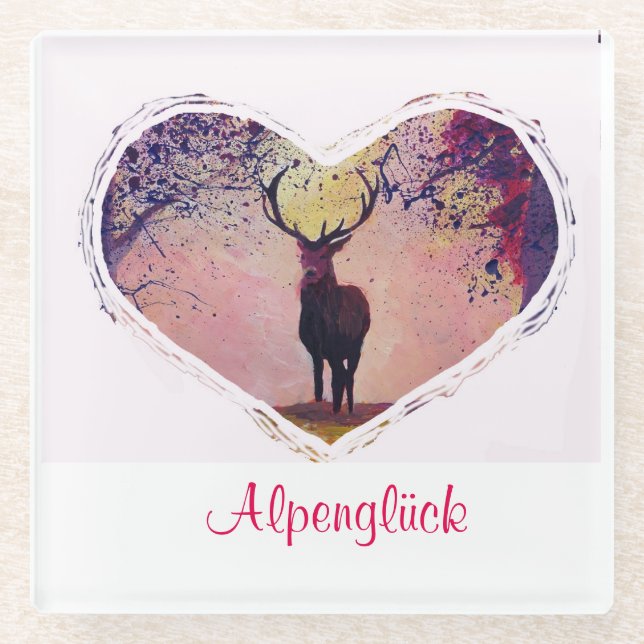 Dessous-de-verre En Verre Alpenglück Hirsch (Devant)