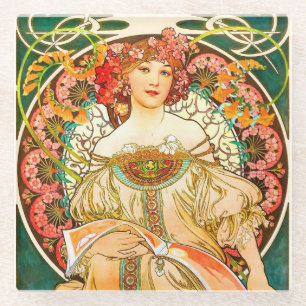 Dessous-de-verre En Verre Alphonse Mucha Art Nouveau Daydream