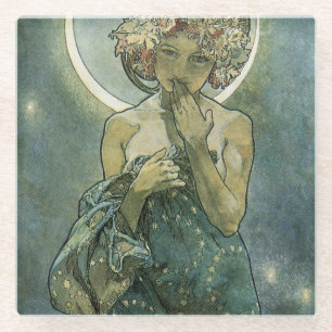 Dessous-de-verre En Verre Alphonse Mucha Art Nouveau Femme Éblouissante #18
