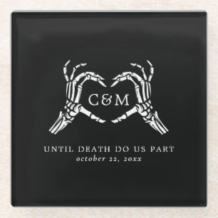 Dessous-de-verre En Verre Amateurs jusqu'à la mort Skeletons & Mariage Rose