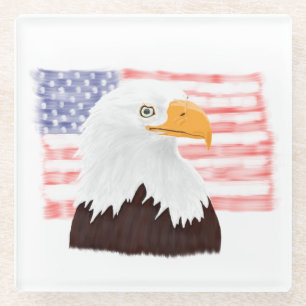 Dessous-de-verre En Verre American Bald Eagle and Flag - transparent.