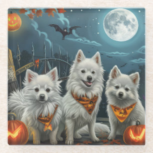 Dessous-de-verre En Verre American Eskimo Halloween Effrayant