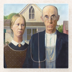 Dessous-de-verre En Verre American gothique classique peinture Grant Wood