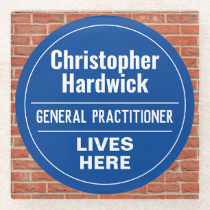 Dessous-de-verre En Verre Amusant Général Praticien Mur Style Plaque