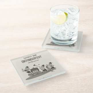 Dessous-de-verre En Verre amusant musicien bavarois invitation à Oktoberfest